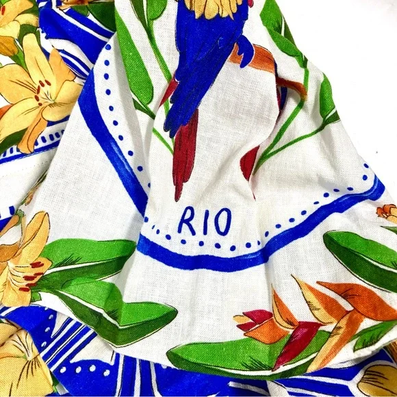 *SOLD* Farm Rio Tropical Destination Midi Linen Blend Shirt Dress Small NWT - Picture 11 of 17